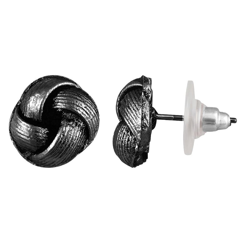 Mahi Black Dun Metal Plating Push Back Piercing Stud / Tops Mens Earrings (ER1109861BMen)