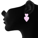 Mahi Rhodium Plated Pink Meenakari Work Dual Heart Drop Earrings for Women (ER1109863RPin)