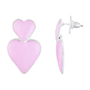 Mahi Rhodium Plated Pink Meenakari Work Dual Heart Drop Earrings for Women (ER1109863RPin)