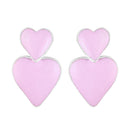 Mahi Rhodium Plated Pink Meenakari Work Dual Heart Drop Earrings for Women (ER1109863RPin)