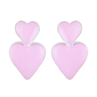 Mahi Rhodium Plated Pink Meenakari Work Dual Heart Drop Earrings for Women (ER1109863RPin)