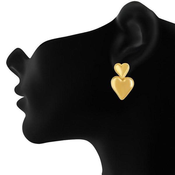 Mahi Gold Plated Dual Heart Drop Earrings for Women (ER1109864G)