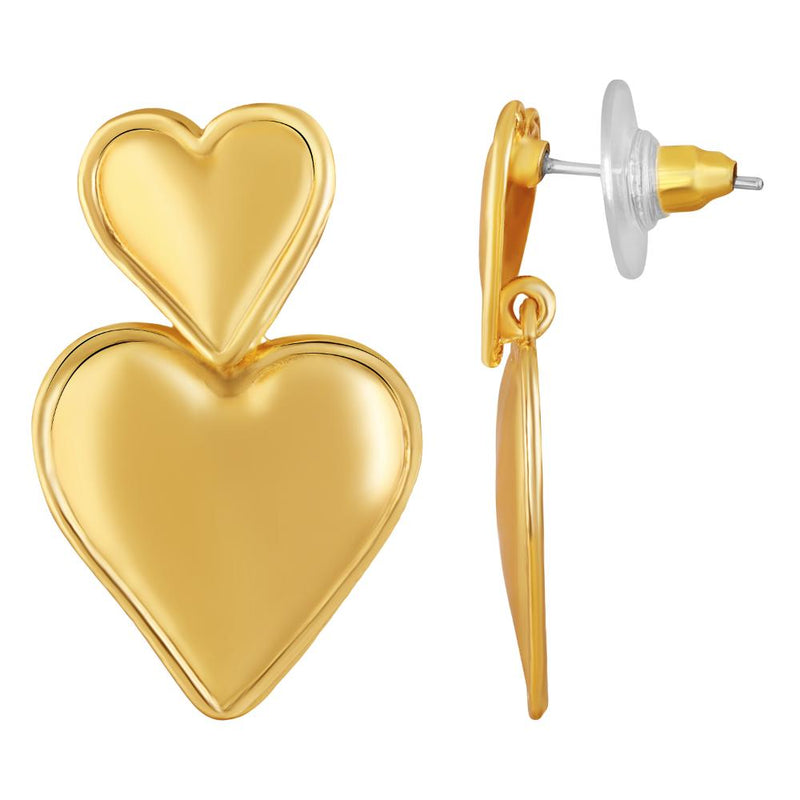 Mahi Gold Plated Dual Heart Drop Earrings for Women (ER1109864G)