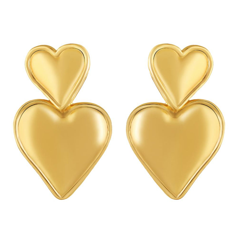 Mahi Gold Plated Dual Heart Drop Earrings for Women (ER1109864G)