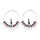 Mahi Meenakari Enamel Peacock-Shaped Big Bali Earrings with Artificial Beads for Women (ER1109867R)