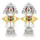 Mahi Traditional Dual-Tone Temple Style Dangler Jhumka Earrings with Kundan & Artificial Pearl Beads for Womens (ER1109886M)