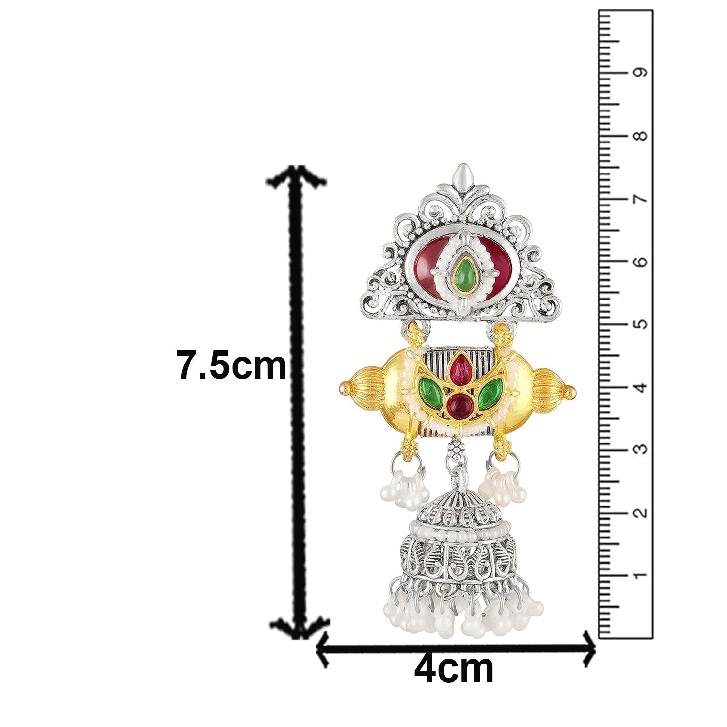 Mahi Traditional Dual-Tone Temple Style Dangler Jhumka Earrings with Kundan & Artificial Pearl Beads for Womens (ER1109886M)