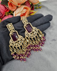 LAFZ  Antique Gold Statement Chandbali Earrings with Crystal Beads - ER130