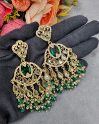 LAFZ  Antique Gold Statement Chandbali Earrings with Crystal Beads - ER130