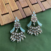 Arham Premium Gold Plated Designer Heavy Polki Kundan Beads Meenakari Dangler Earrings