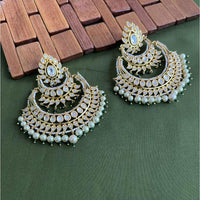 Arham Premium Gold Plated Designer Heavy Polki Kundan Beads Dangler Earrings