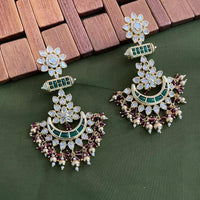 Arham Premium Gold Plated Designer Heavy Polki Kundan Beads Dangler Earrings