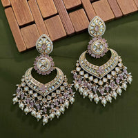 Arham Premium Gold Plated Designer Heavy Polki Kundan Beads Dangler Earrings