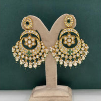 Arham Premium Gold Plated Designer Heavy Polki Kundan Beads Dangler Earrings
