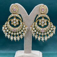 Arham Premium Gold Plated Designer Heavy Polki Kundan Beads Dangler Earrings