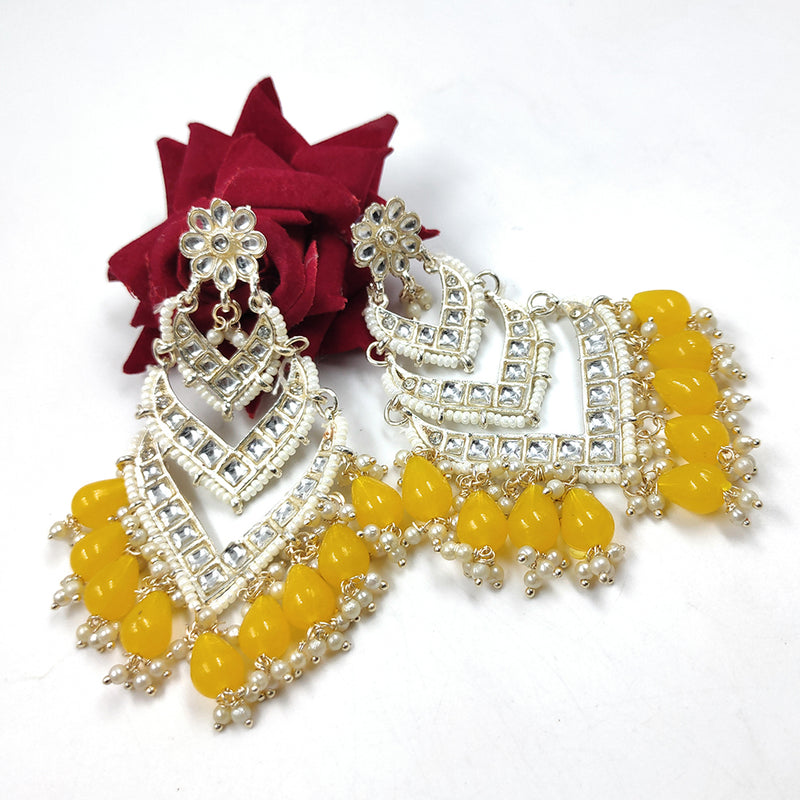 Gehana Mahal Gold Plated Kundan And Beads Dangler Earrings