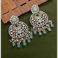 Arham Premium Gold Plated Designer Heavy Polki Kundan Beads Meenakari Dangler Earrings