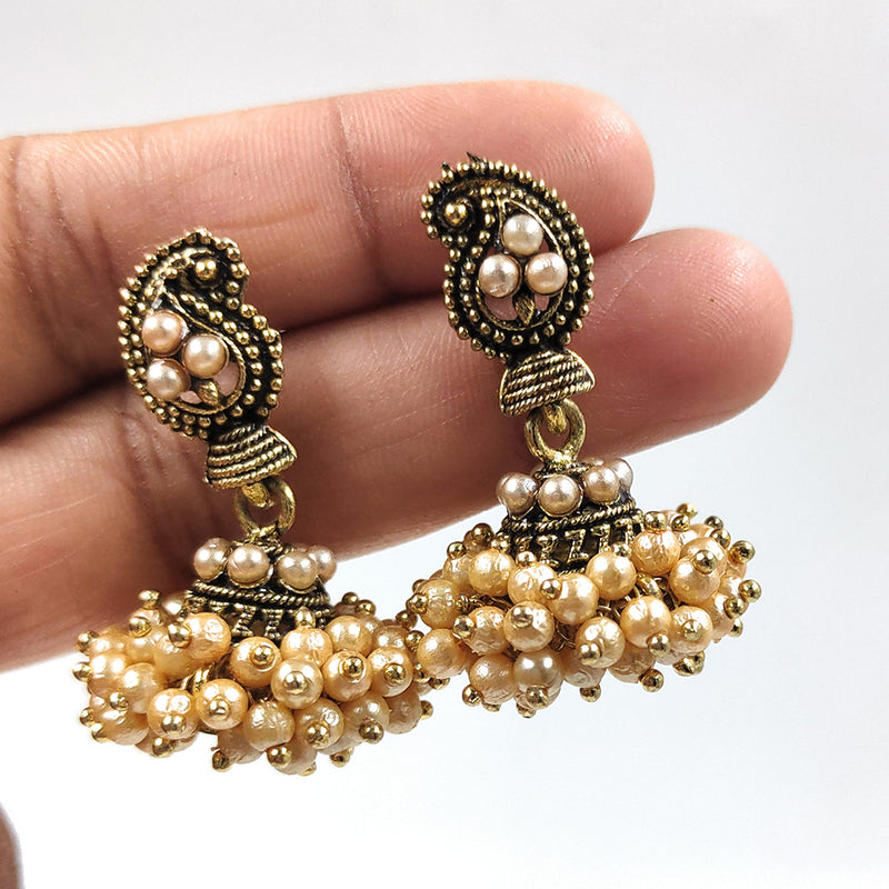 Gehana Mahal Gold Plated Pearl Jhumki Earrings