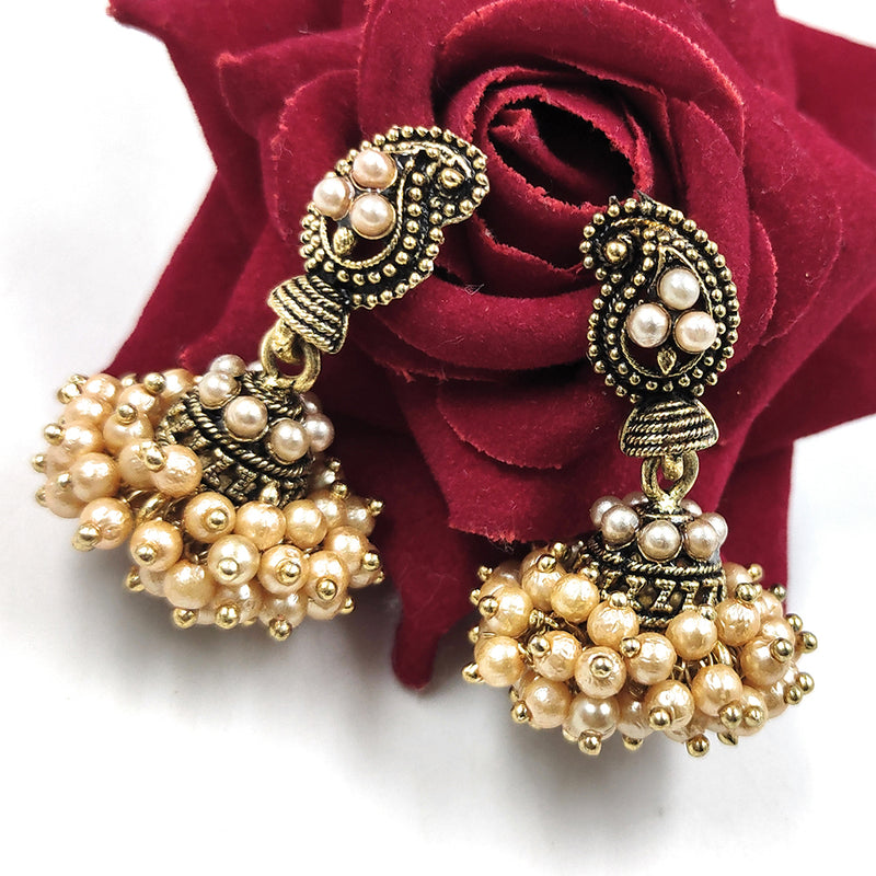 Gehana Mahal Gold Plated Pearl Jhumki Earrings