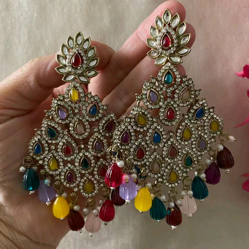 Gehana Mahal Gold Plated Austrian Stone Dangler Earrings