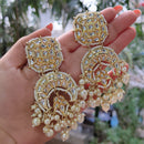Knigght angel  Gold Plated Kundan And Pearl Dangler Earrings