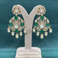 Arham Premium Gold Plated Designer Heavy Polki Kundan Beads Dangler Earrings