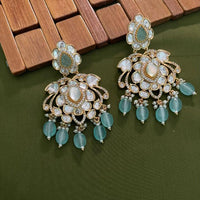 Arham Premium Gold Plated Designer Heavy Polki Kundan Beads Dangler Earrings