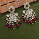 Arham Premium Gold Plated Designer Heavy Polki Kundan Beads Dangler Earrings