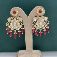 Arham Premium Gold Plated Designer Heavy Polki Kundan Beads Dangler Earrings