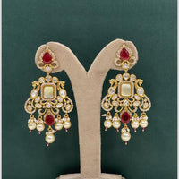 Arham Premium Gold Plated Designer Heavy Polki Kundan Beads Dangler Earrings