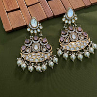 Arham Premium Gold Plated Designer Heavy Polki Kundan Beads Dangler Earrings