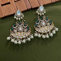 Arham Premium Gold Plated Designer Heavy Polki Kundan Beads Dangler Earrings