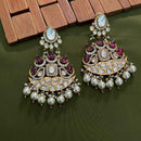 Arham Premium Gold Plated Designer Heavy Polki Kundan Beads Dangler Earrings