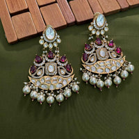 Arham Premium Gold Plated Designer Heavy Polki Kundan Beads Dangler Earrings