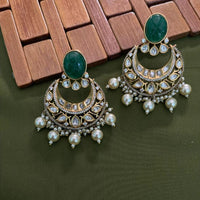 Arham Premium Gold Plated Designer Heavy Polki Kundan Beads Dangler Earrings