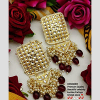 Knigght angel Gold Plated Kundan And Beads Dangler  Earrings