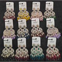 Dhwani Elegant Austrian Stone And Pearl Dangler Earrings- (Pack of 12)
