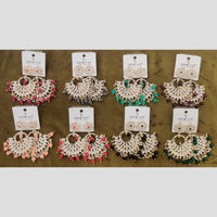 Dhwani Elegant Kundan And Pota Stone Pearl Dangler Earrings (Pack of 8)
