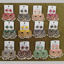 Dhwani Trendy Pota Stone And Pearl Meenakari Dangler Earrings
