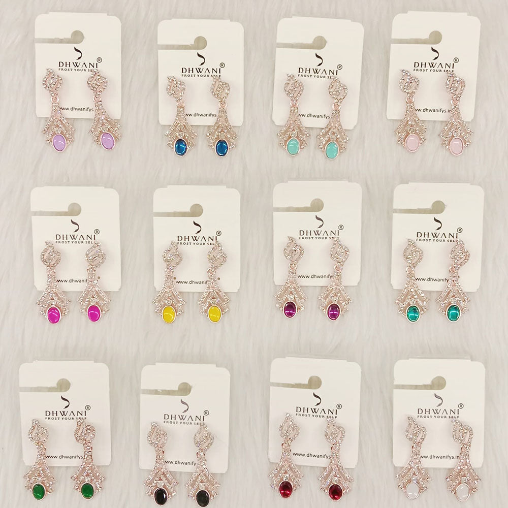 Dhwani Luxury Pota Stone And Austrian Stone Dangler Earrings(Pack of 12)