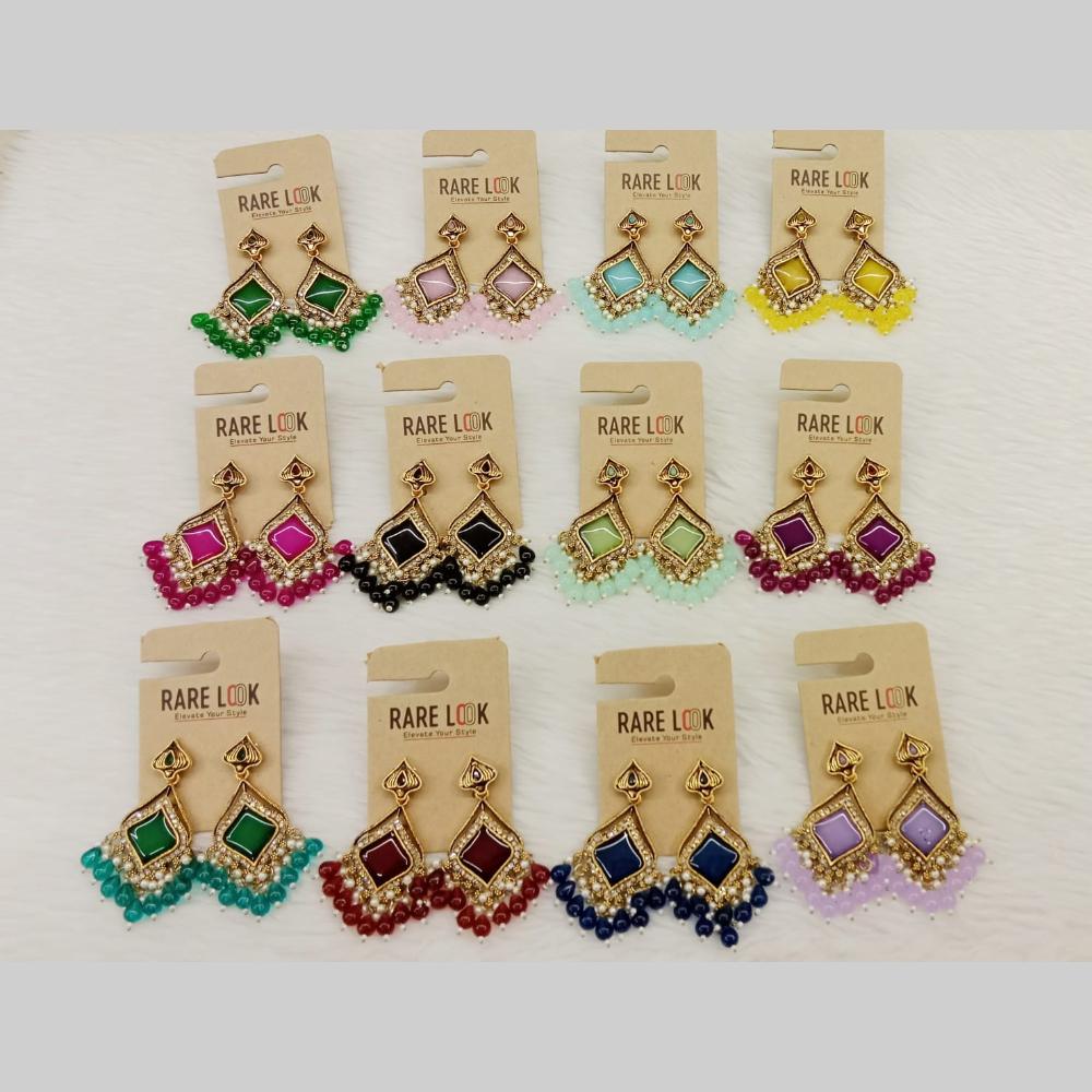 Dhwani Luxury Pota Stone And Pearl Dangler Earrings  (Pack of 12)