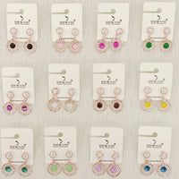 Dhwani Luxury Pota Stone And Austrian Stone Dangler Earrings(Pack of 12)
