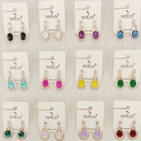 Dhwani Luxury Pota Stone And Austrian Stone Dangler Earrings(Pack of 12)