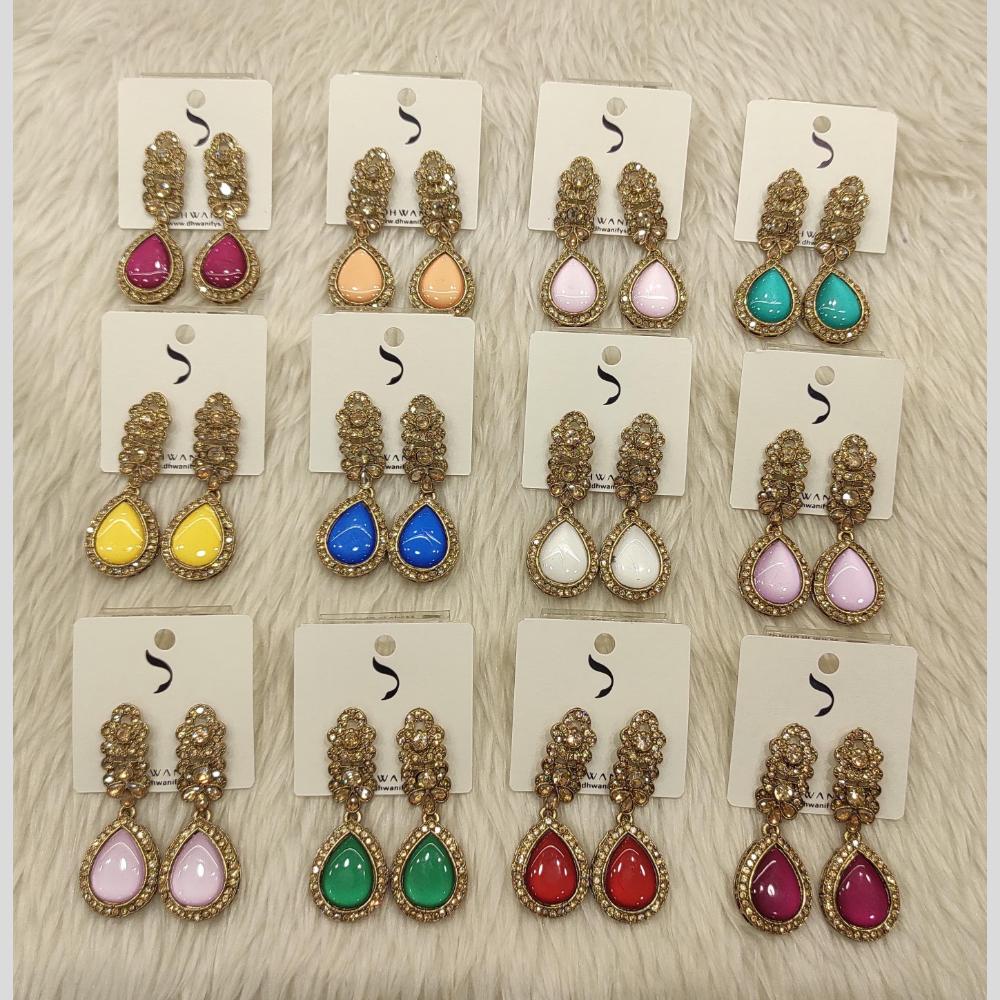 Dhwani Gold Plated Austrian Stone Dangler Earrings (Assorted Color)