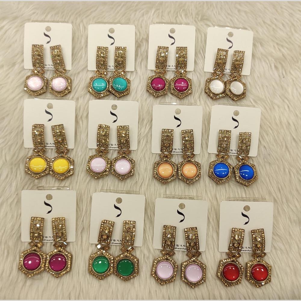 Dhwani Gold Plated Austrian Stone Dangler Earrings (Assorted Color)