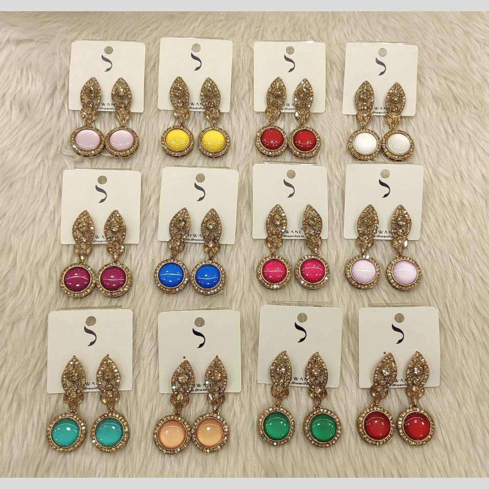 Dhwani Gold Plated Austrian Stone Dangler Earrings (Assorted Color)