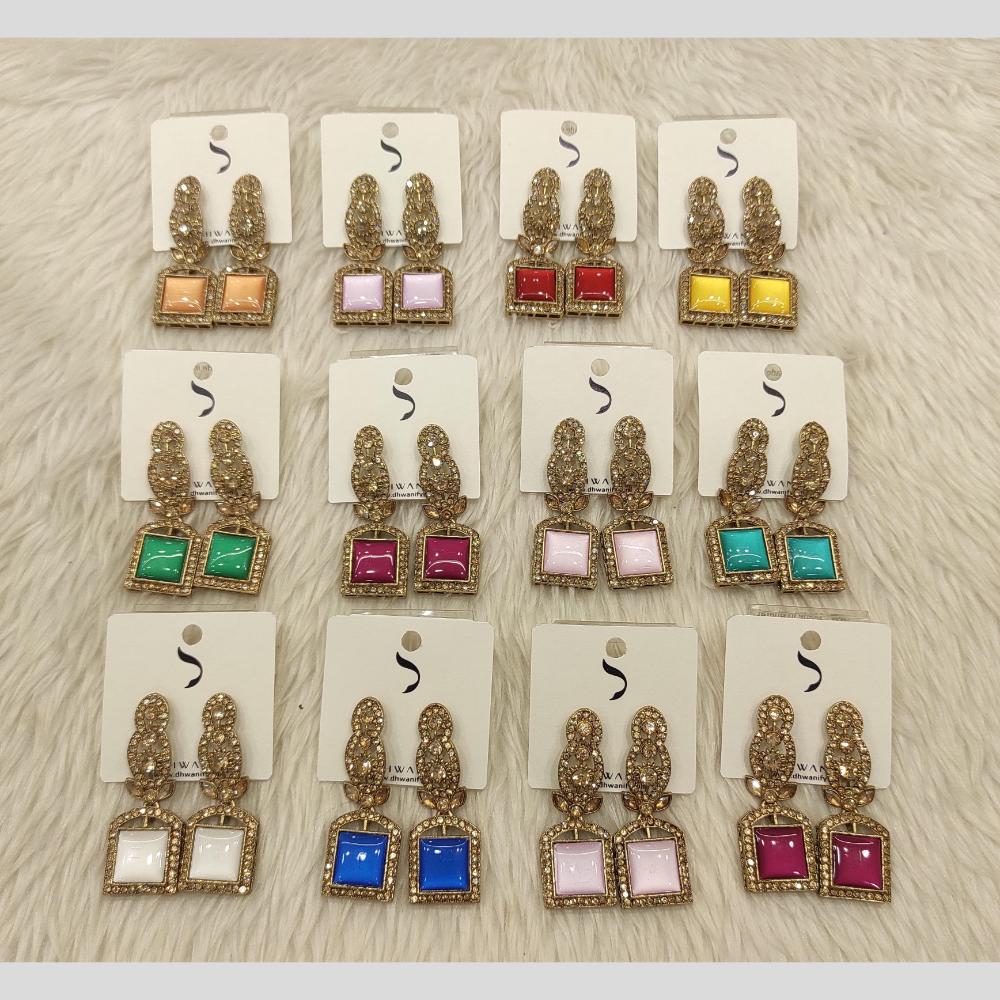 Dhwani Gold Plated Austrian Stone Dangler Earrings (Assorted Color)