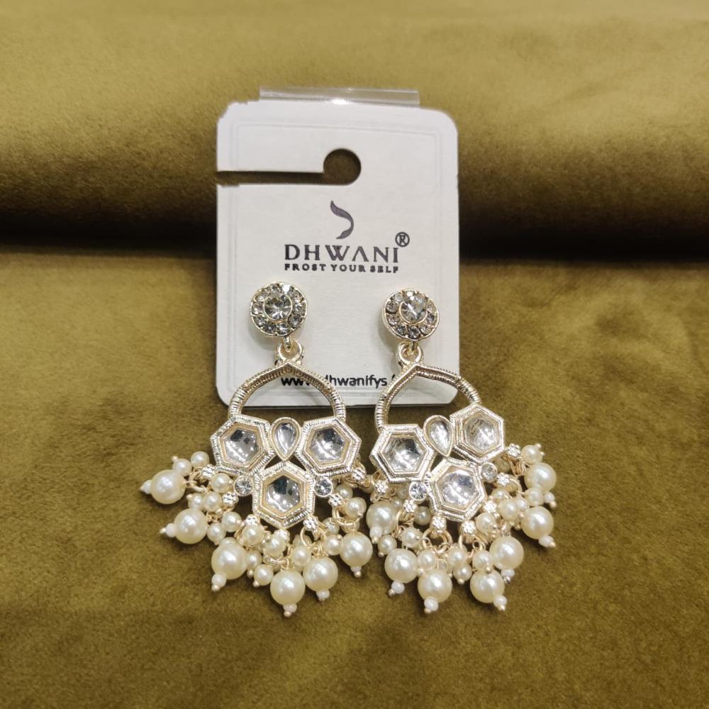 Dhwani Glamorous Austrian Stone And Kundan Beads Dangler Earrings