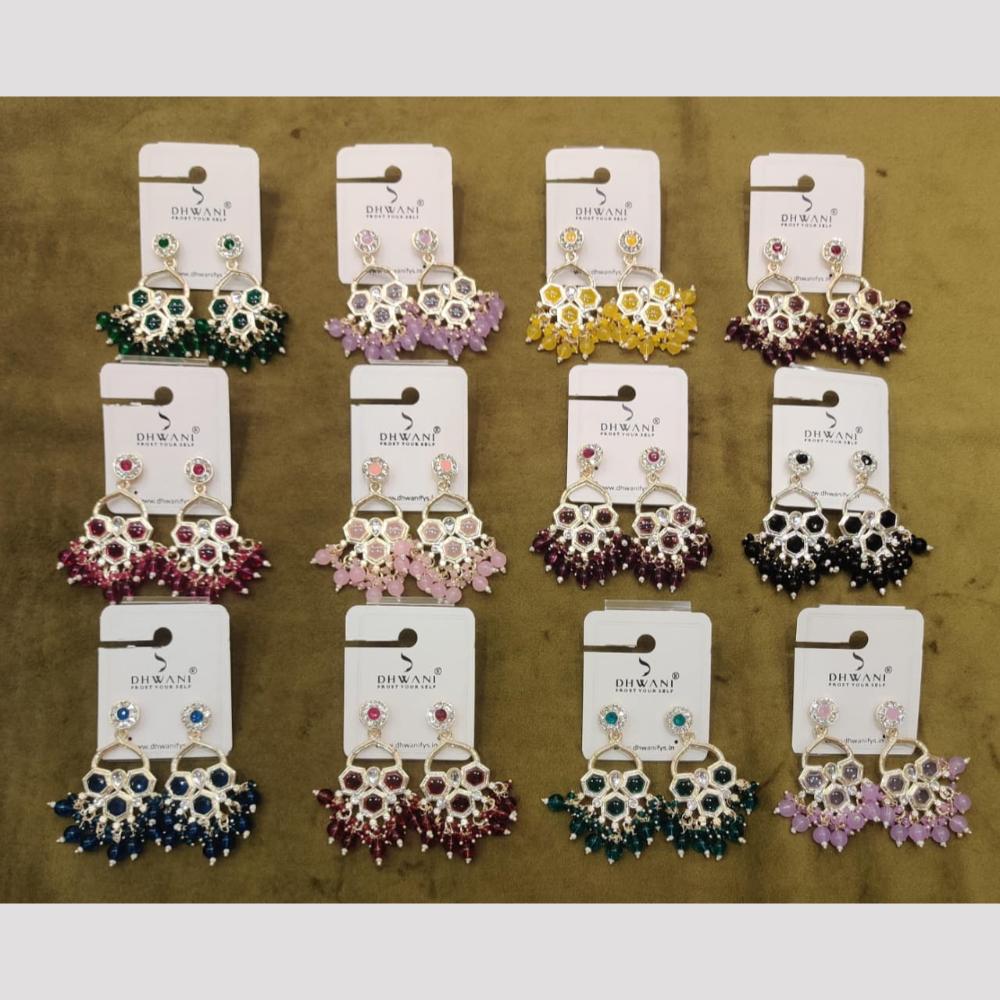 Dhwani Glamorous Austrian Stone And Kundan Beads Dangler Earrings