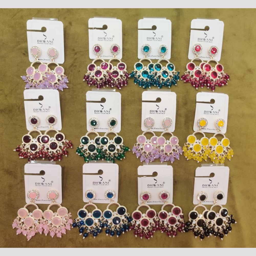 Dhwani Glamorous Austrian Stone And Kundan Beads Dangler Earrings